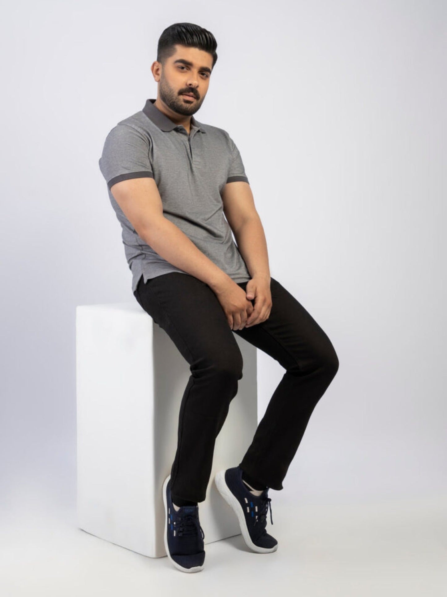 Lamorado Men Yarn Polo Shirt-Grey