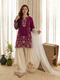 Mulberry -Tawakal Closet Cotton Embroidered Stitched 3-Piece Suit-Mulbury Bloom