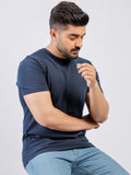 Lamorado Men Cotton Round Neck T-Shirt-Navy Blue