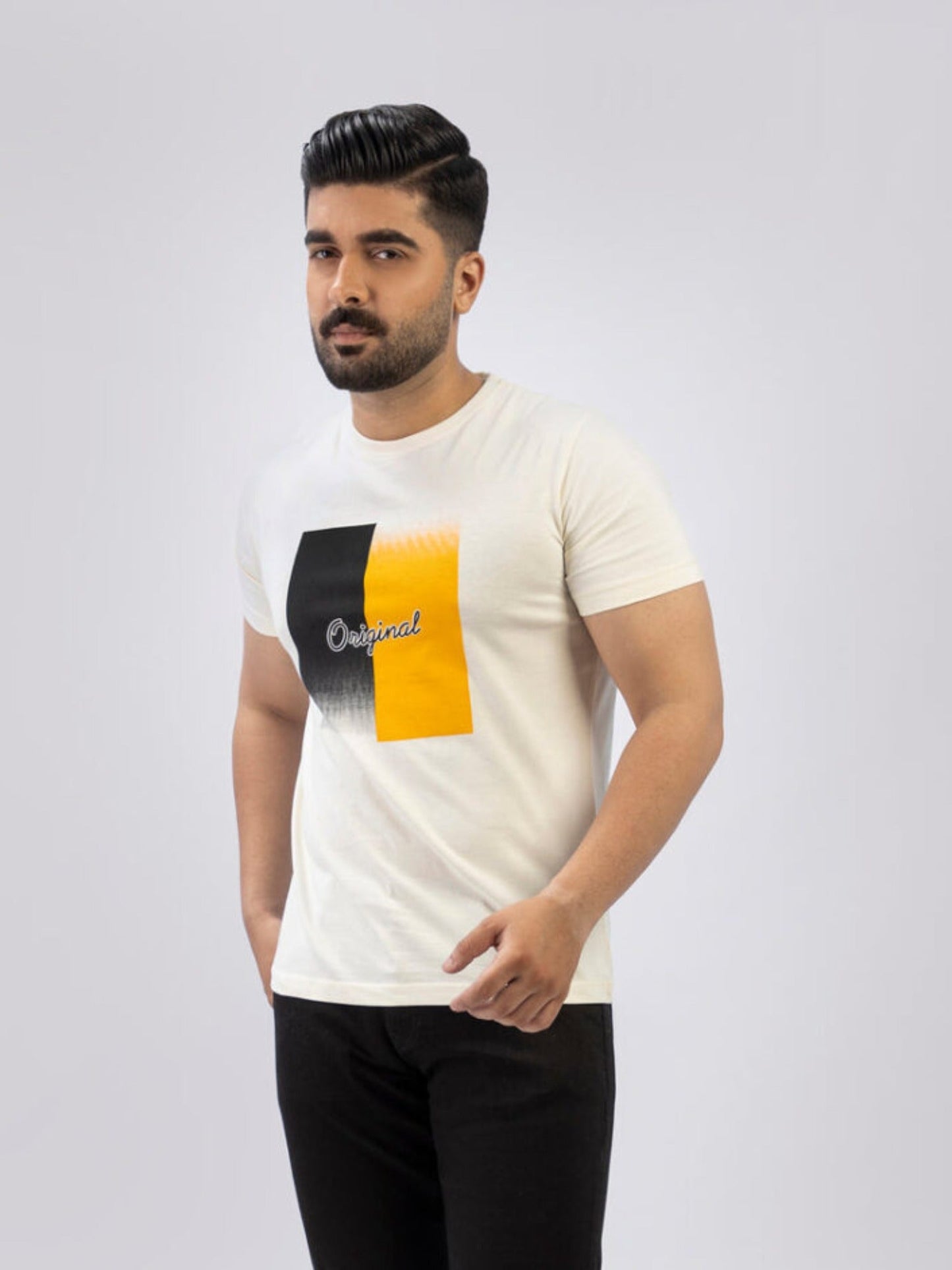 Lamorado Men Cotton Graphic Round Neck T-Shirt-Off White