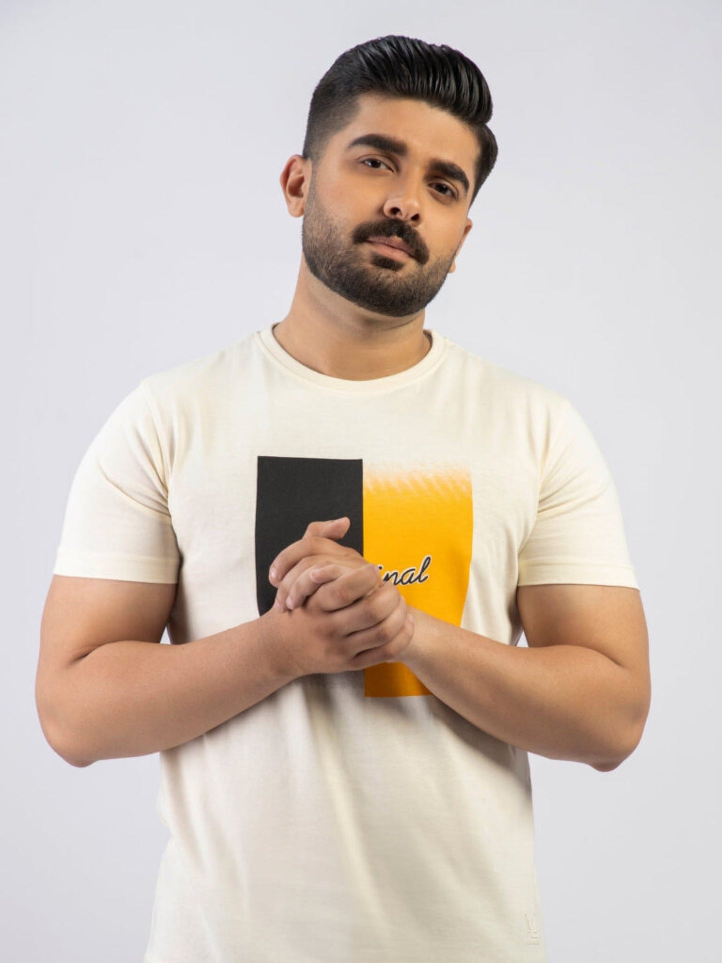 Lamorado Men Cotton Graphic Round Neck T-Shirt-Off White