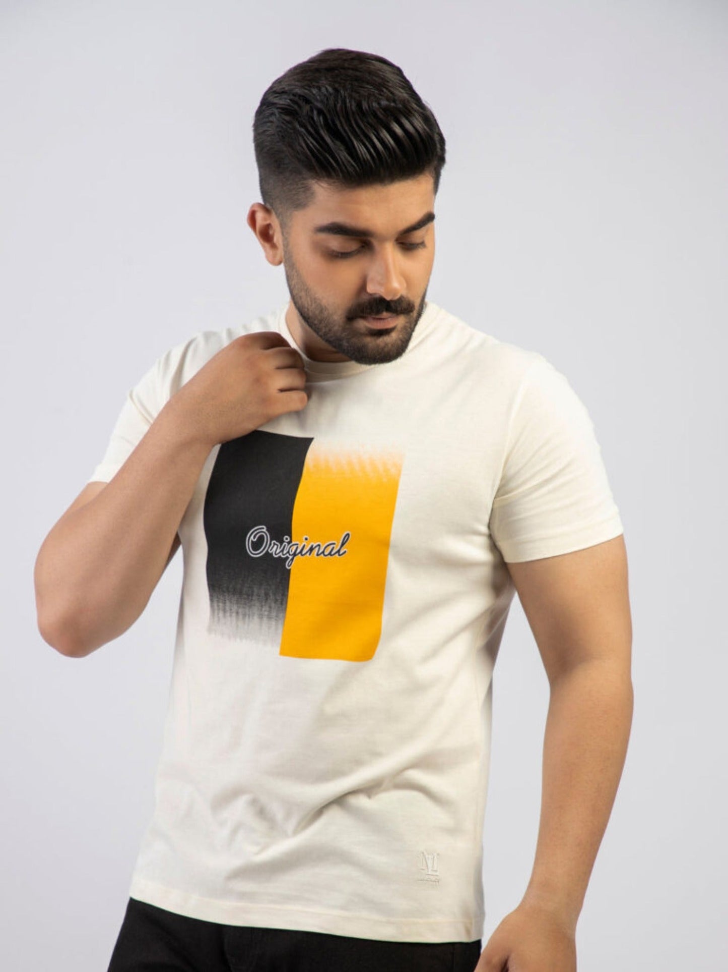 Lamorado Men Cotton Graphic Round Neck T-Shirt-Off White