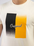 Lamorado Men Cotton Graphic Round Neck T-Shirt-Off White