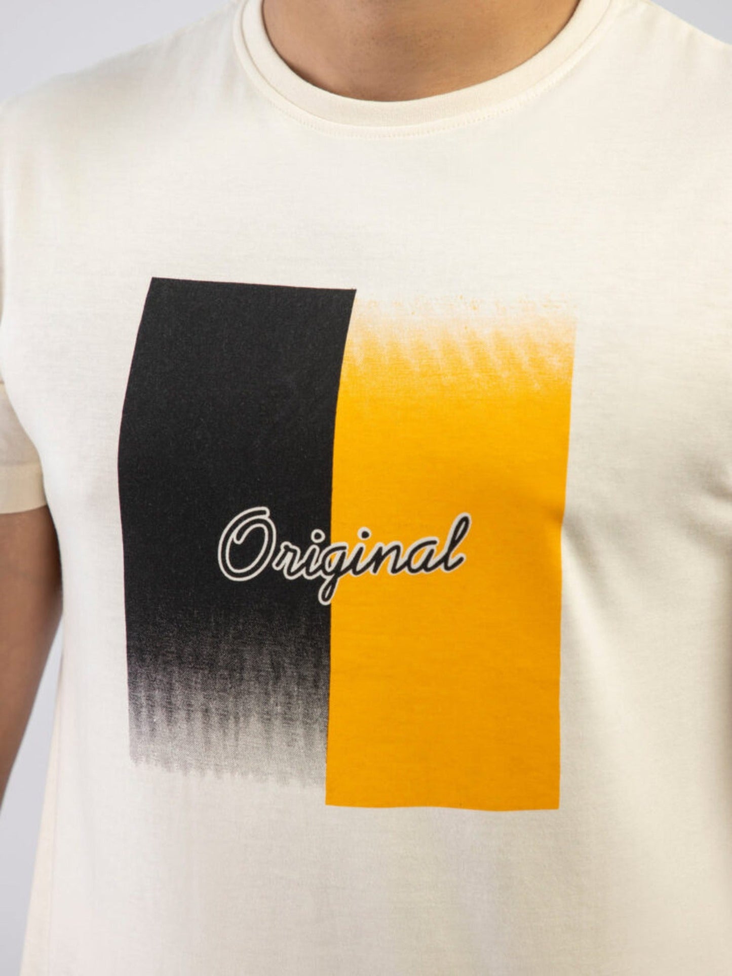 Lamorado Men Cotton Graphic Round Neck T-Shirt-Off White