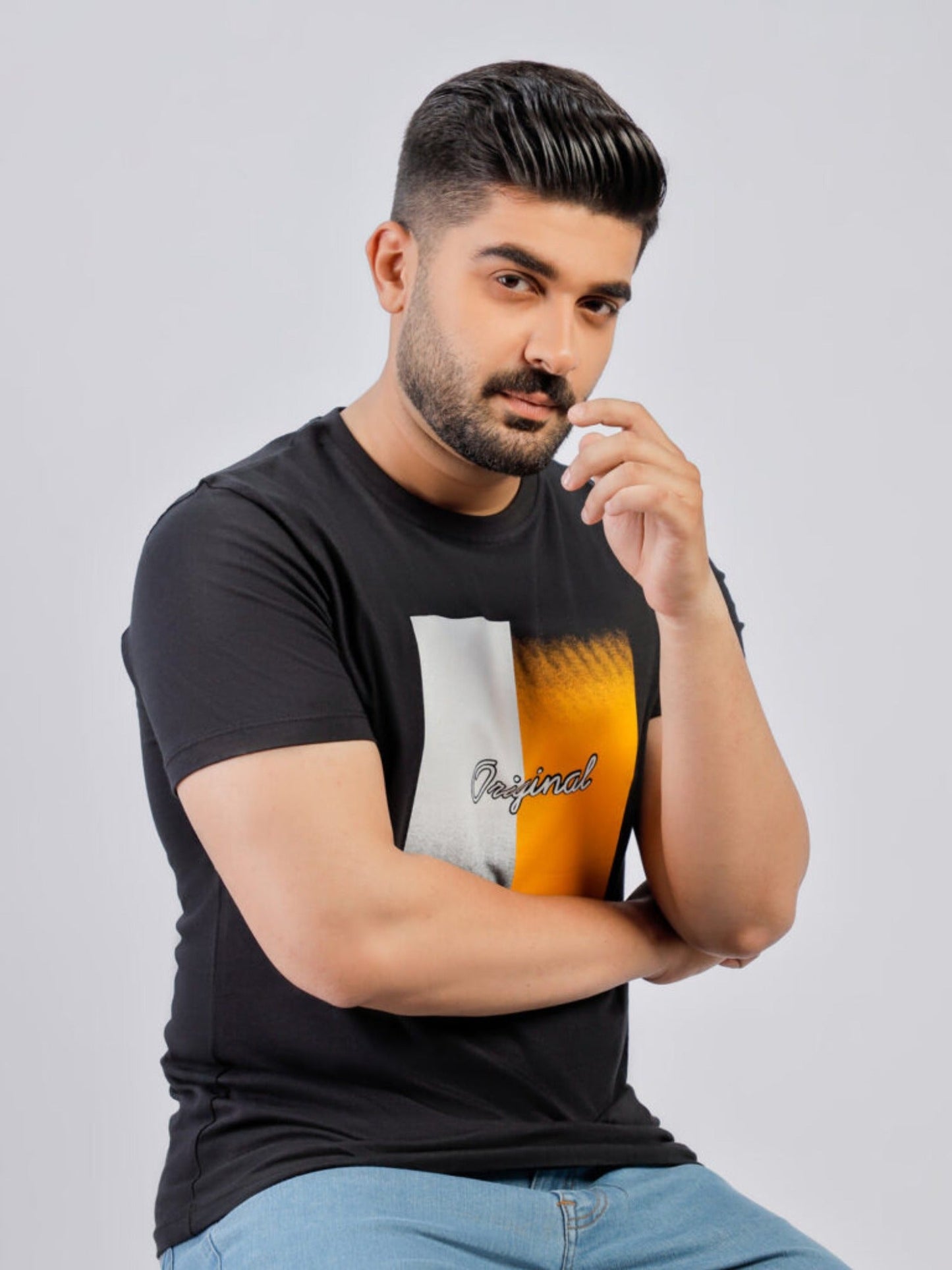 Lamorado Men Cotton Graphic Round Neck T-Shirt-Black
