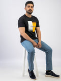 Lamorado Men Cotton Graphic Round Neck T-Shirt-Black