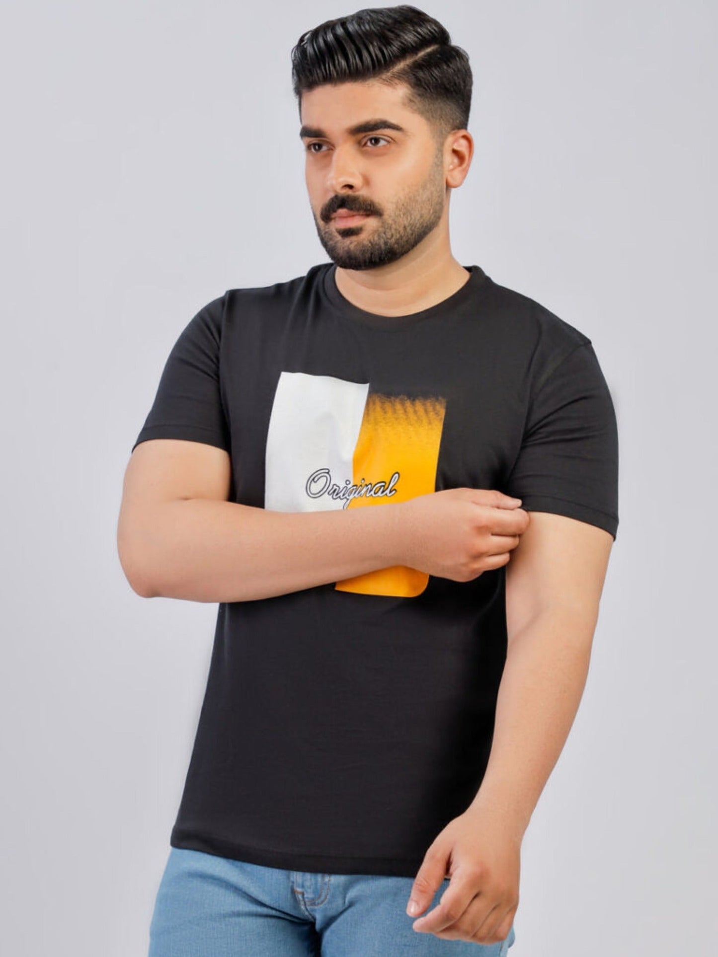 Lamorado Men Cotton Graphic Round Neck T-Shirt-Black