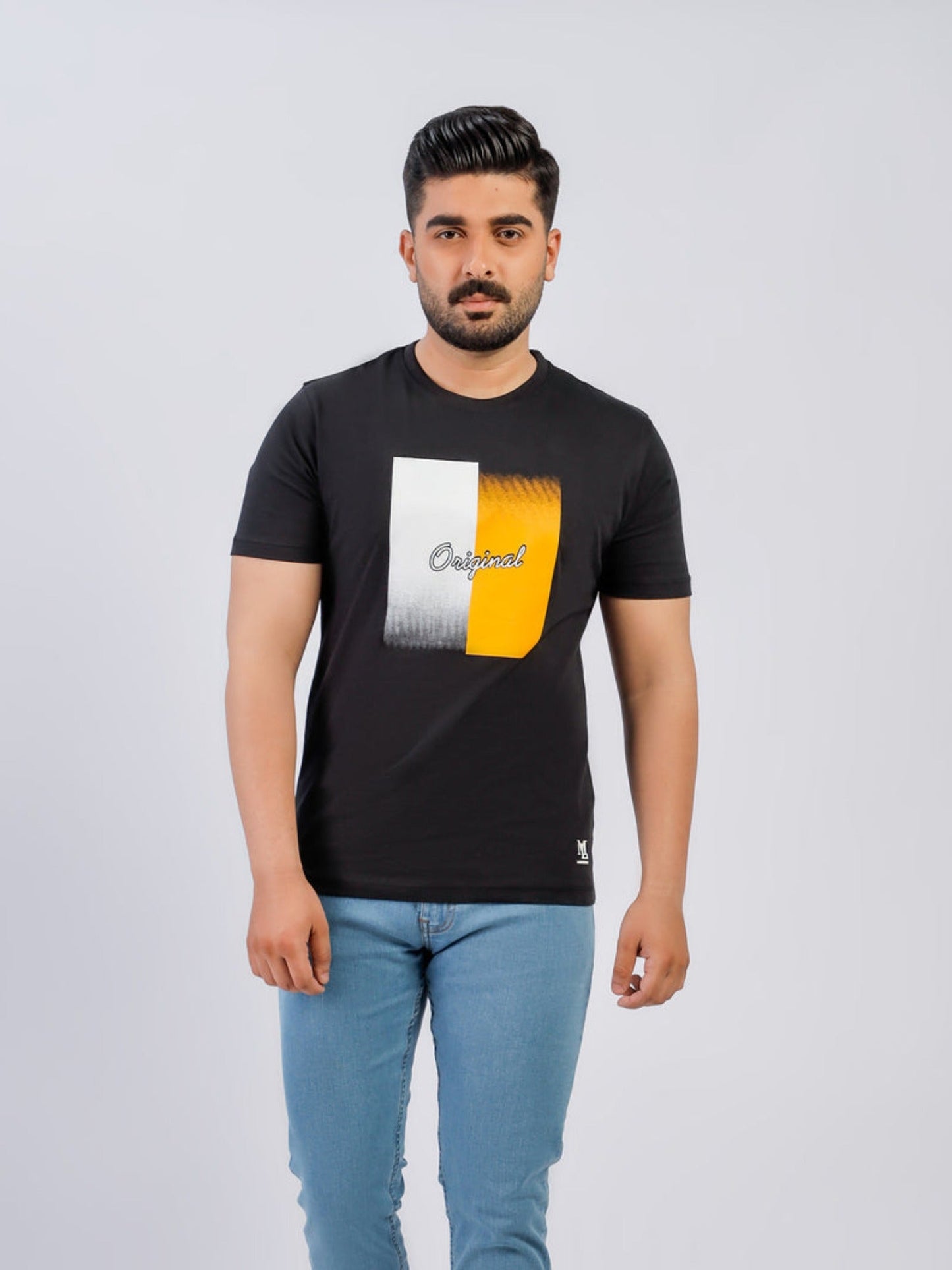 Lamorado Men Cotton Graphic Round Neck T-Shirt-Black