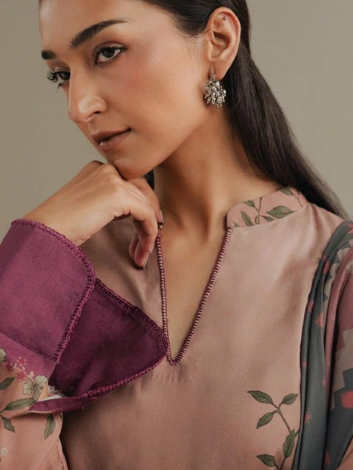 Pink-Coco By Zara Shahjahan Linen Printed Unstitched 3-Piece Suit-Sienna Field-4B
