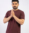Lamorado Men Cotton Spandex Round Neck T-Shirt-Maroon