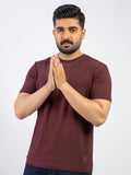 Lamorado Men Cotton Spandex Round Neck T-Shirt-Maroon