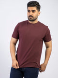 Lamorado Men Cotton Spandex Round Neck T-Shirt-Maroon