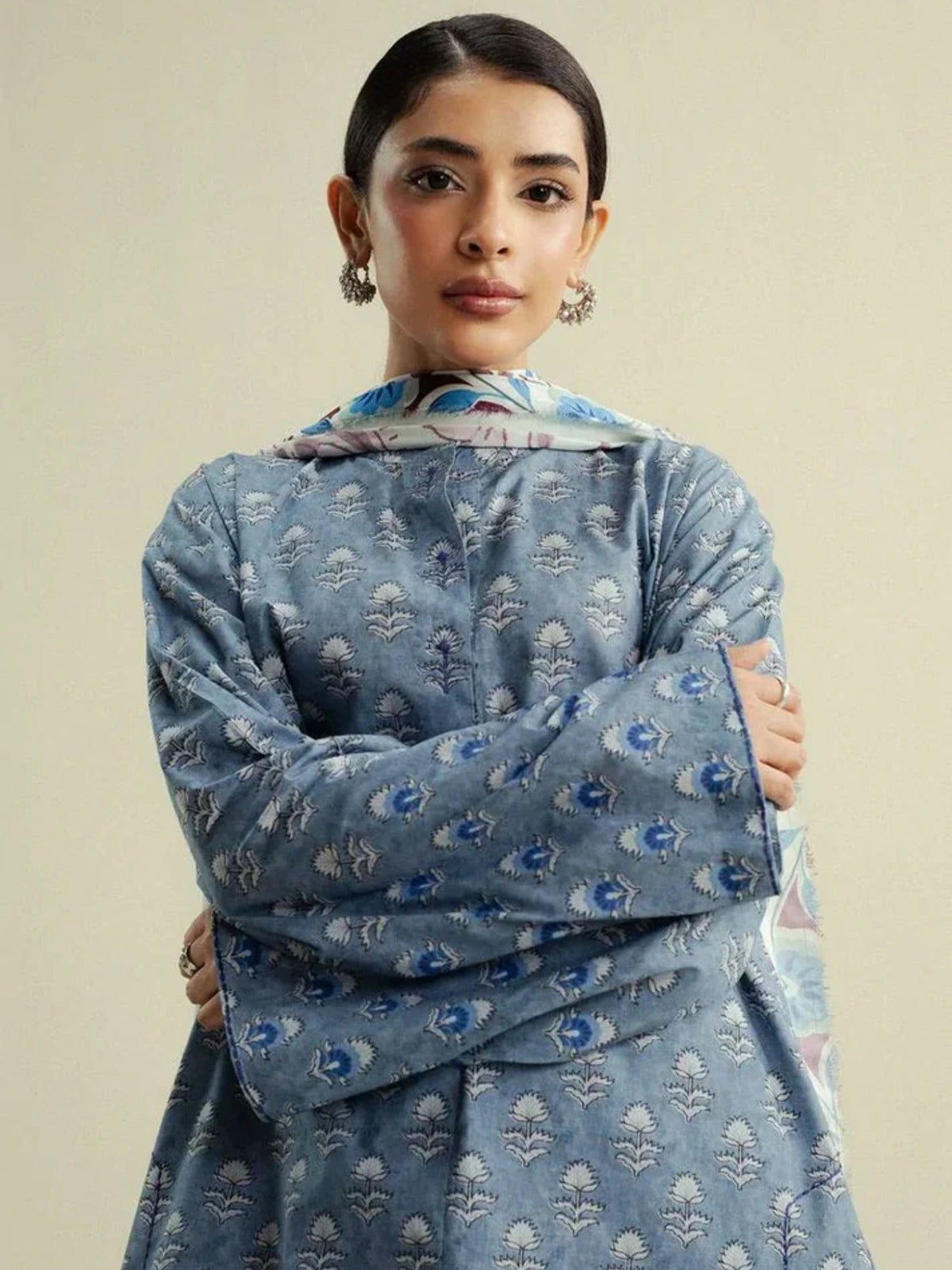 Blue-Coco By Zara Shahjahan Cambric Printed Unstitched 3-Piece Suit-Willow-10B