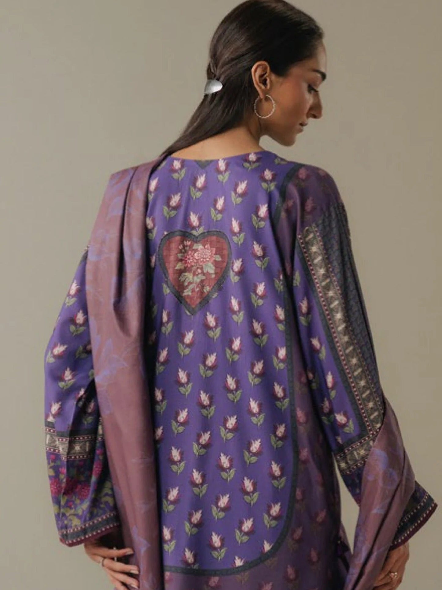 Coco By Zara Shahjahan Linen Printed Unstitched 3-Piece Suit-Soft Current-7A