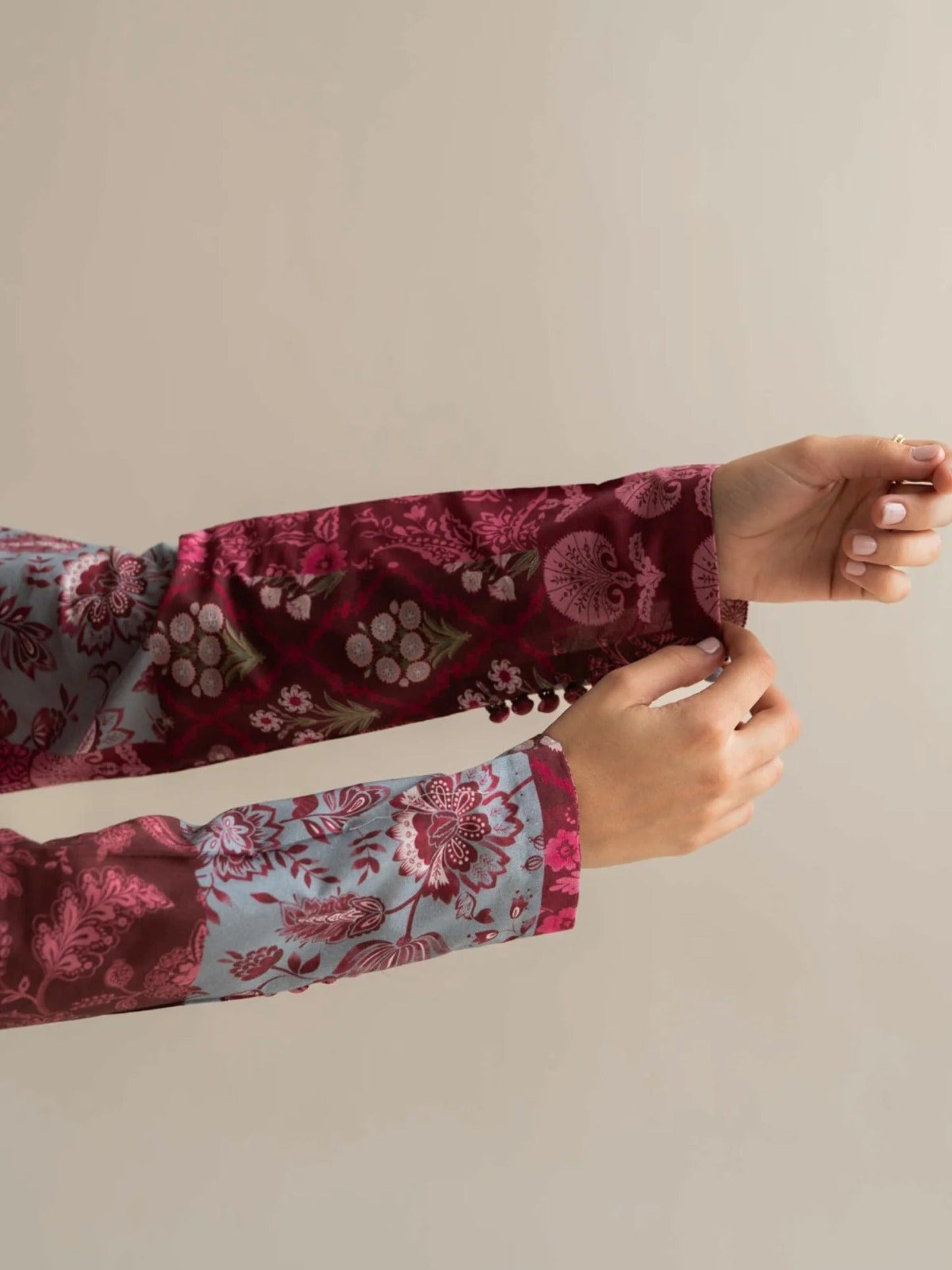 Coco By Zara Shahjahan Lawn Printed Unstitched 3-Piece Suit-Mevi-5A maroon
