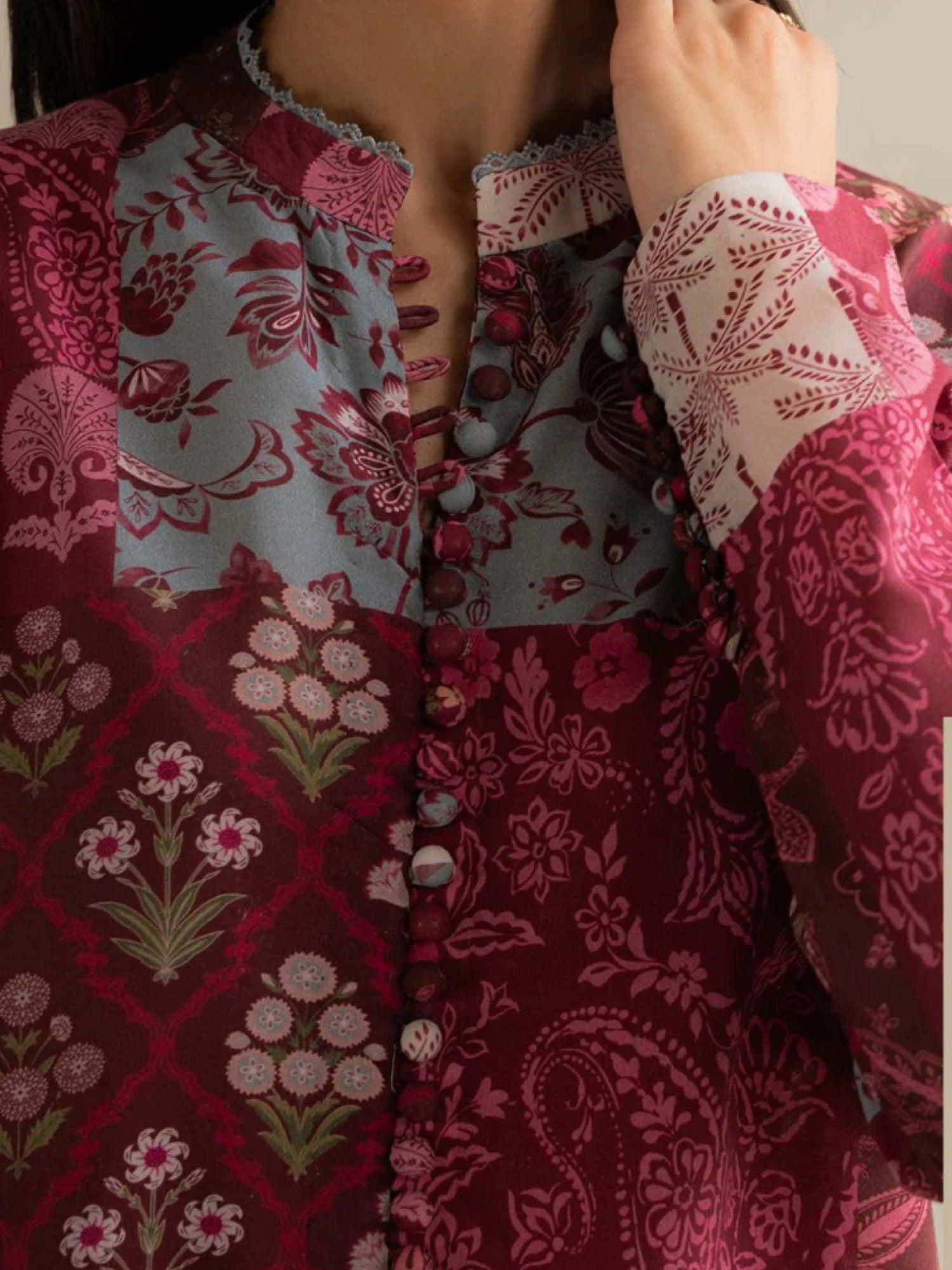 Coco By Zara Shahjahan Lawn Printed Unstitched 3-Piece Suit-Mevi-5A maroon