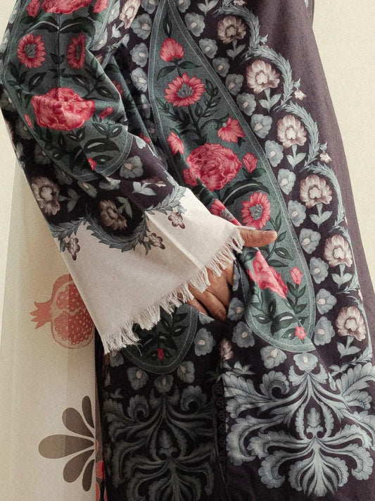 Coffee Brown-Coco By Zara Shahjahan Cambric Printed Unstitched 3-Piece Suit-Sol-9B