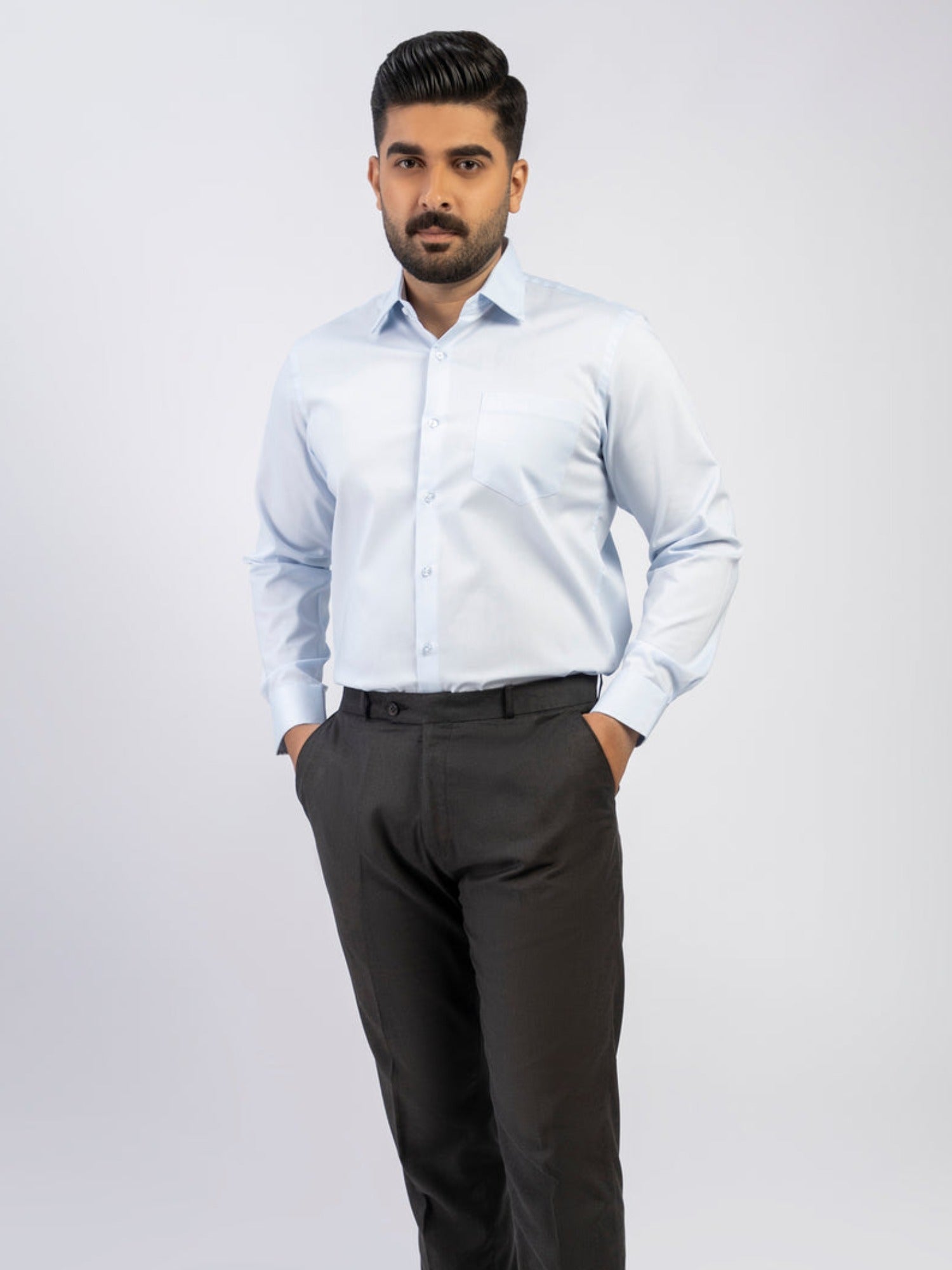 Lamorado Men Cotton Formal Shirt-Light Blue