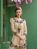 Beige-Hani & Umaima Cotton Embroidered Stitched 3-Piece Suit-Ayera