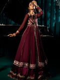 Purple-Hani & Umaima Chiffon Embroidered Pishwas-Zimal
