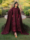 Maroon Binilyas Lawn Embroidered Unstitched 3-Piece Suit-154 B
