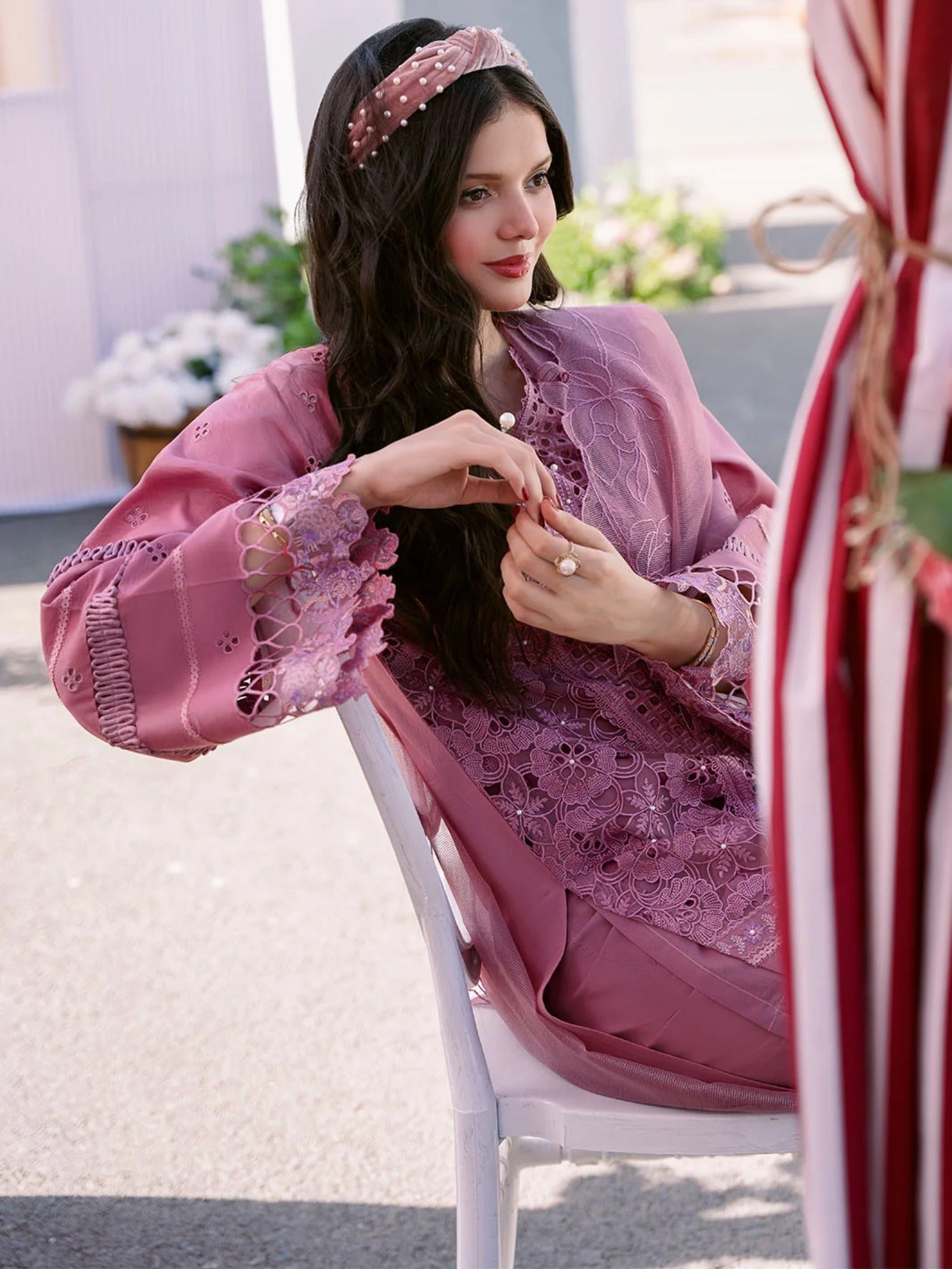 Pink-Binilyas Lawn Embroidered Unstitched 3-Piece Suit-215 - A