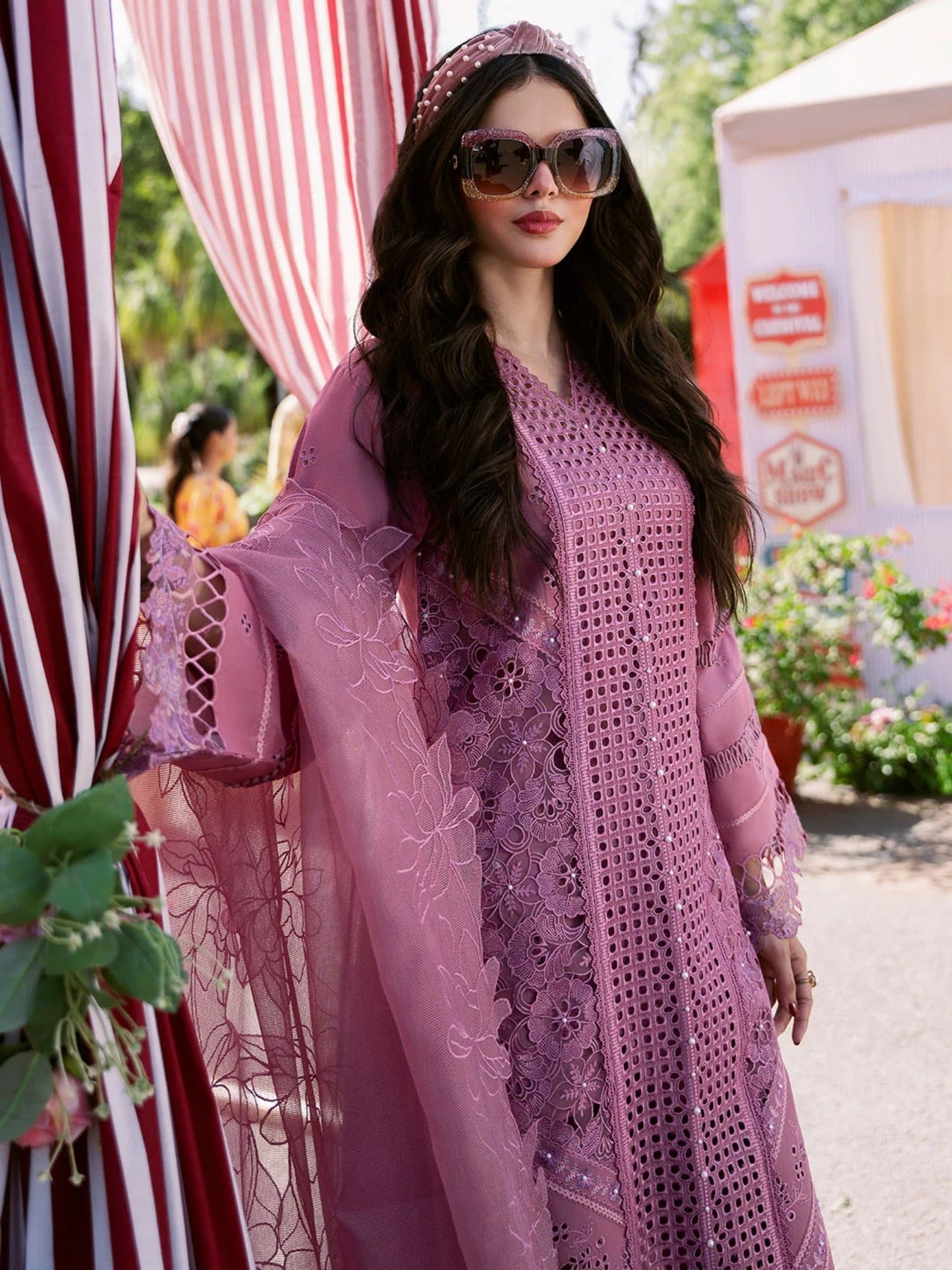 Pink-Binilyas Lawn Embroidered Unstitched 3-Piece Suit-215 - A