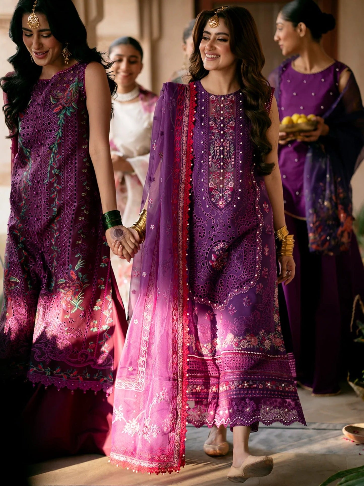 Purple-Binilyas Lawn Embroidered Unstitched 3-Piece Suit-404 - B