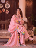 Pink Duas Boutique Sheesha Silk Embroidered Stitched 3-Piece Suit-Rainbow Rose