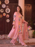 Pink Duas Boutique Sheesha Silk Embroidered Stitched 3-Piece Suit-Rainbow Rose