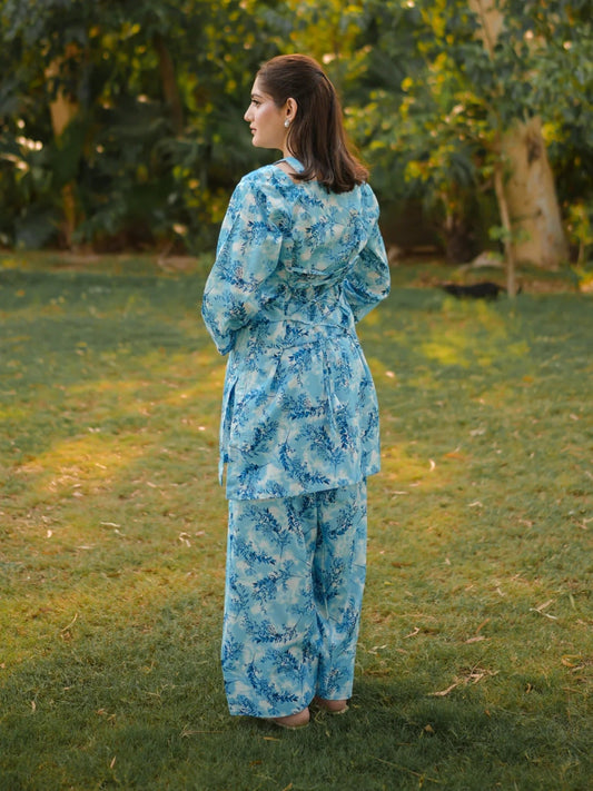 Blue-MH Cloth House Cotton Lawn Printed Stitched 2-Piece Suit-Blue Haze