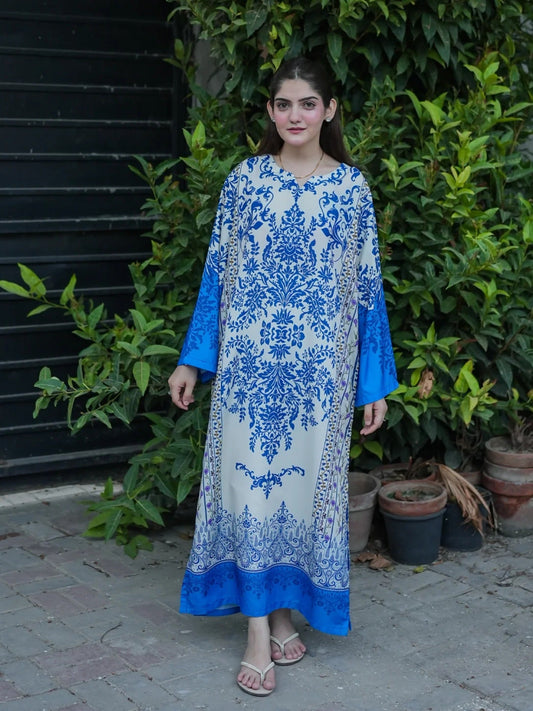 Blue-MH Cloth House Blended Lawn Printed Stitched Shirt-Blue Sapphire