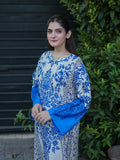 Blue-MH Cloth House Blended Lawn Printed Stitched Shirt-Blue Sapphire