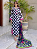 Black and White-MH Cloth House Blended Lawn Embroidered Stitched 3-Piece Shirt-Checkmate Charm