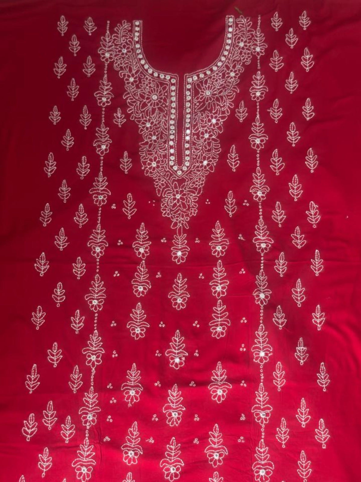Red-Fehm Lawn Embroidered Unstitched 3-Piece Suit