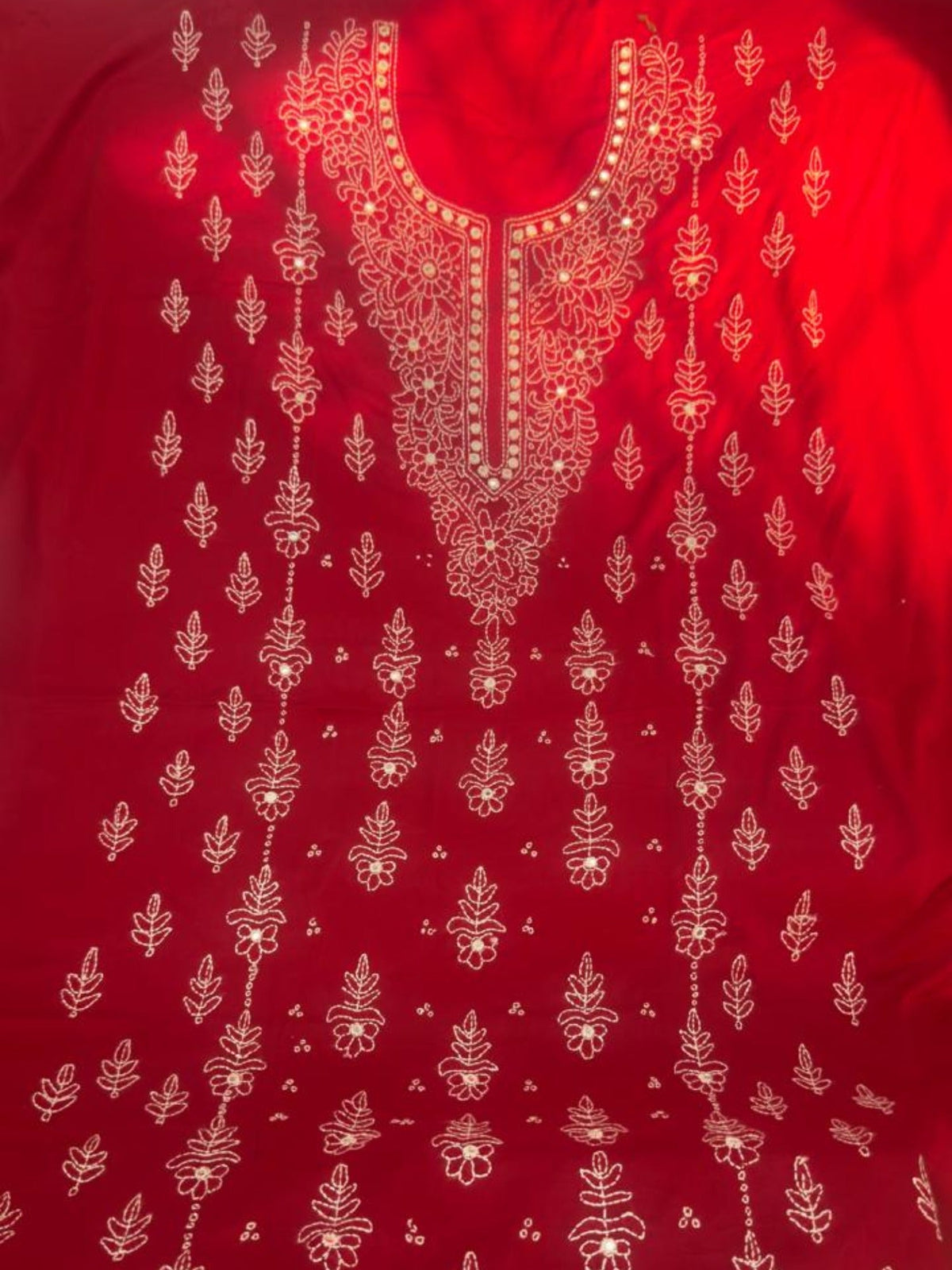 Red-Fehm Lawn Embroidered Unstitched 3-Piece Suit