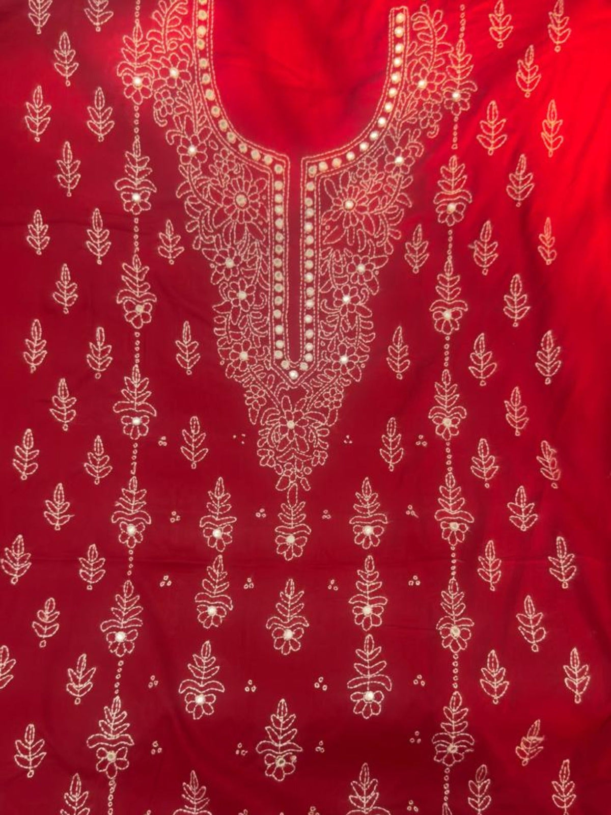 Red-Fehm Lawn Embroidered Unstitched 3-Piece Suit