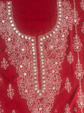 Red-Fehm Lawn Embroidered Unstitched 3-Piece Suit