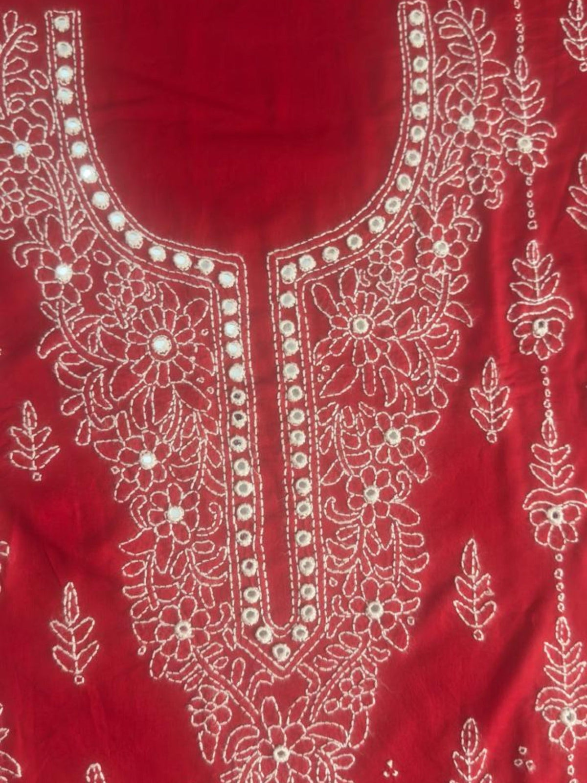 Red-Fehm Lawn Embroidered Unstitched 3-Piece Suit