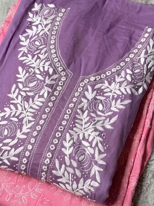 Purple-Fehm Lawn Embroidered Unstitched 3-Piece Suit
