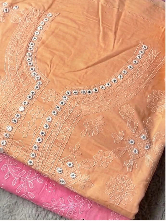 Peach-Fehm Lawn Embroidered Unstitched Shirt