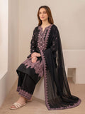 Black Duas Boutique Linen Embroidered Stitched 3-Piece Suit-Gulrukh