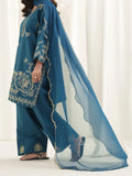 Blue-Alina Lime Linen Embroidered Stitched 3-Piece Suit-Blue Petal  