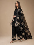 Black-Alina Lime Lawn Embroidered Stitched 3-Piece Suit-Mid Night 