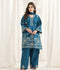 Alina Lime Linen Embroidered Stitched 3-Piece Suit-Blue Petal