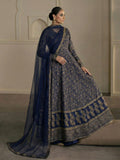 Blue-Libas-e-Khas Kattan Silk Printed Maxi-Shehnai