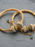 Golden-Orya Jewellery Bangle Set-Emerald Green B21