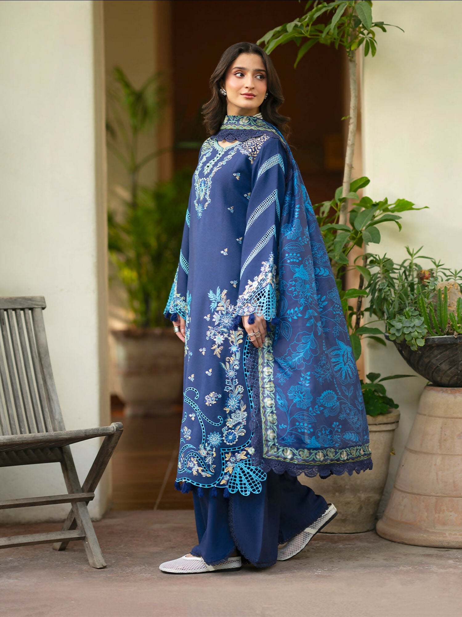 Mahnur Angan Lawn'26 Embroidered Stitched 3-Piece Suit-AN-002