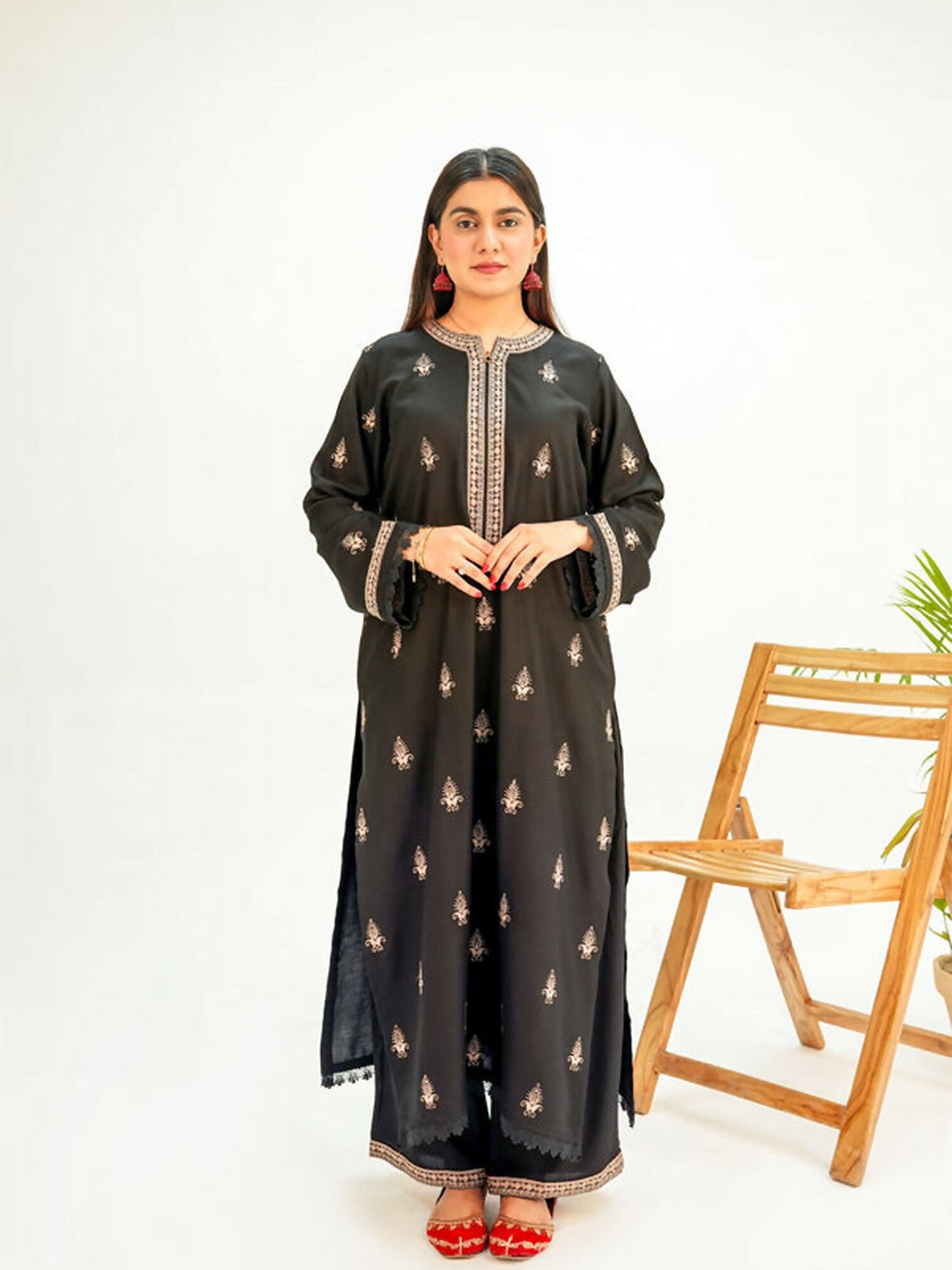 MH Cloth House Khaddi Net Embroidered Stitched 2-Piece Suit-Zarqa