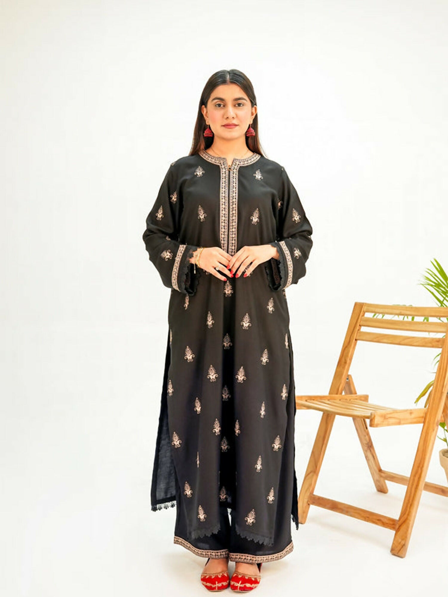MH Cloth House Khaddi Net Embroidered Stitched 2-Piece Suit-Zarqa